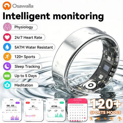 2026 New Smart Ring, Sleep & Heart Rate Monitoring,5Atm Waterproof for Swimming, Unisex Couple Style, Compatible with Android & Ios Tiktokshopbacktoschool