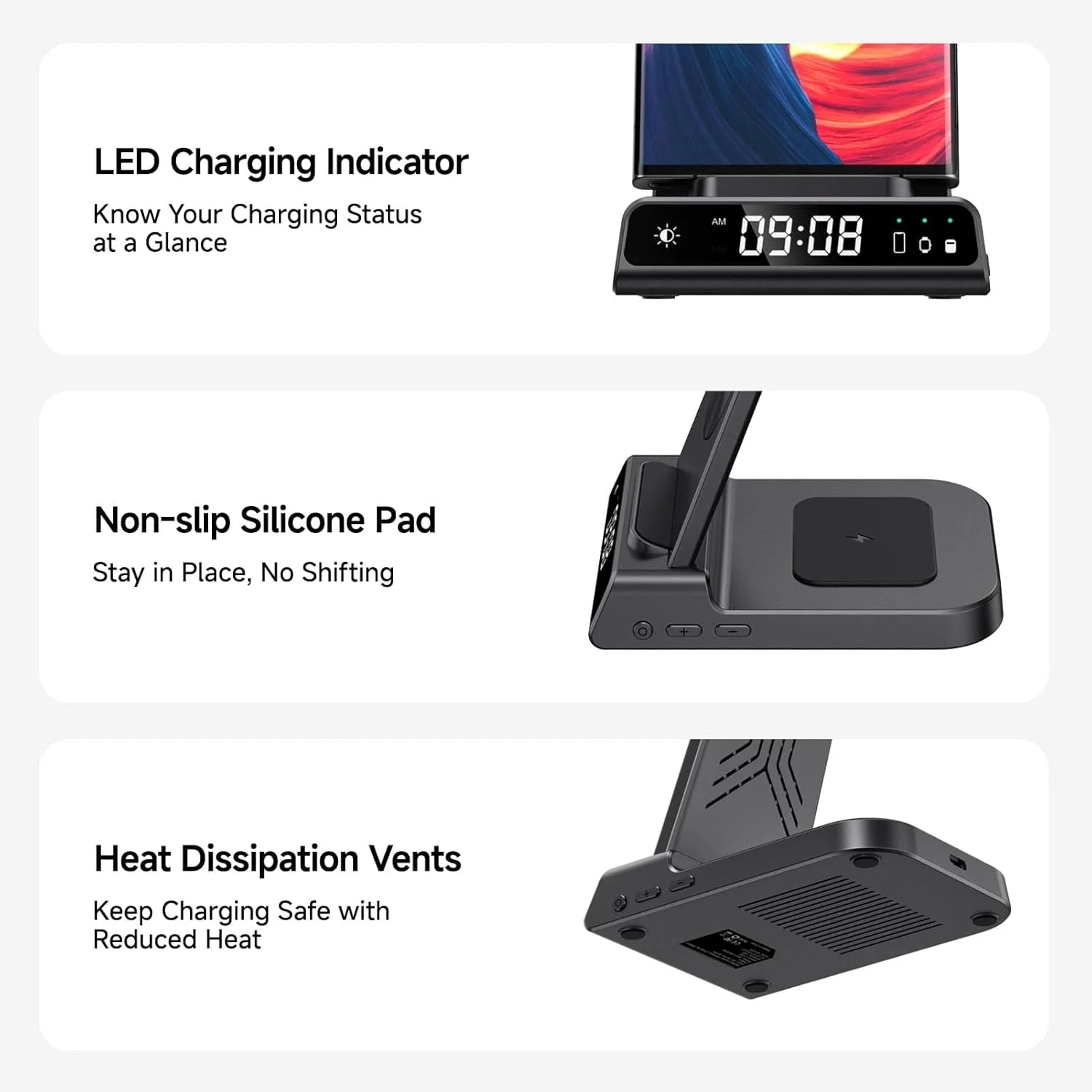 3-In-1 Wireless Charging Station for Samsung, Wireless Charger for Samsung Galaxy Watch, Galaxy Buds