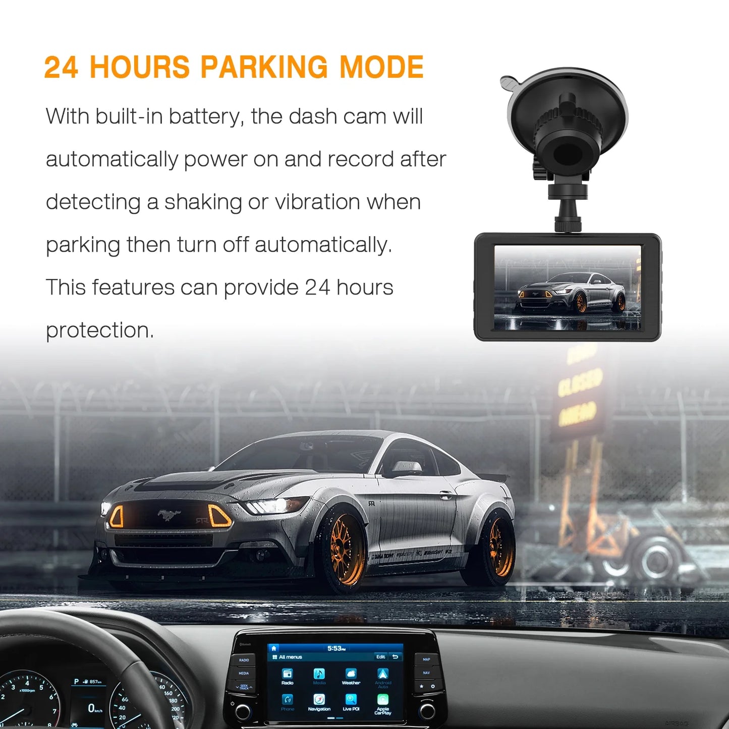 Dash Cam, 4K UHD Front Dash Camera，3'' Car Camera with 170° Wide Angle, WDR, G-Sensor, Parking Mode