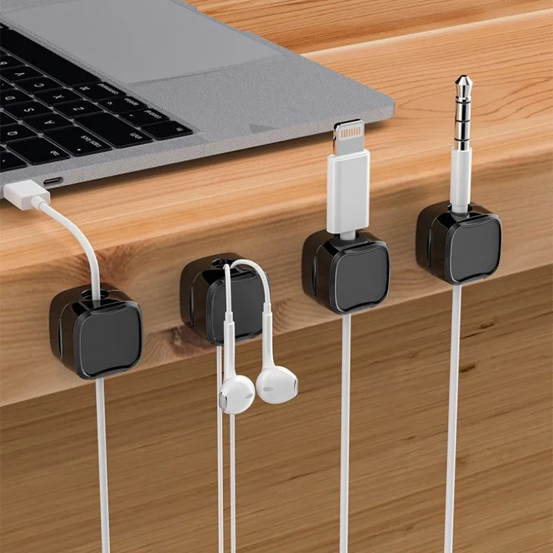 5/10 PCS Magnetic Cable Clips Cable Smooth Adjustable Cord Holder under Desk Cable Management Wire Keeper Cable Organizer Holder