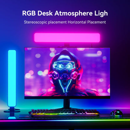 RGB Light Bar, Smart Music Sync RGBIC LED Lights Bars, USB Powered Ambient Lighting, Remote Control Color Changing Gaming TV Backlight, 15 Dynamic Modes for PC Room Monitor Desk