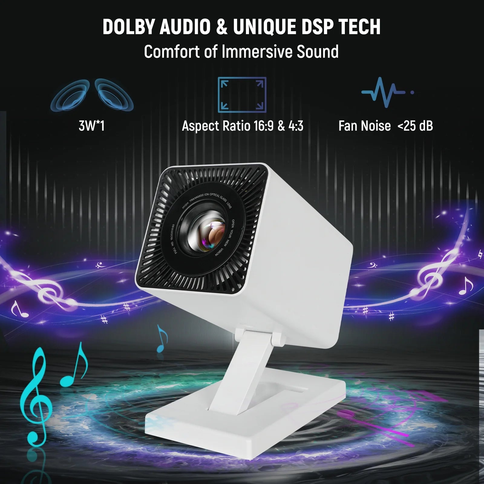 4K Mini Projector Wifi 6 and Bluetooth 5.0, 150 ANSI Lumens Portable Video Projector, Automatic Vertical Correction and 130 Inch Home Cinema Smart Projector Compatible with Phone/Pc