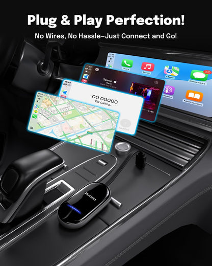2-In-1 Wireless Carplay Adapter and Android Auto Adapter – Converts Wired to Wireless for Cars 2016+, Plug & Play, USB-A to USB-C for Ios10+/Android 11+