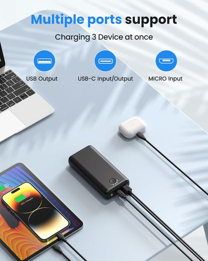 Portable Charger Power Bank 30000Mah USB C 22.5W Fast Charging Black | External Battery Pack PD QC4.0 with Flashlight 3 Outputs & 2 Inputs Battery Bank for Iphone Samsung Galaxy Ipad Etc