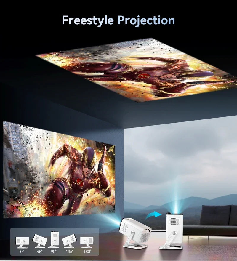 Portable Mini Projector 4K Wifi6 BT5.4 Android 11 Native 720P Projector 280Ansi Video Smart Home Theater Beamer Cinema