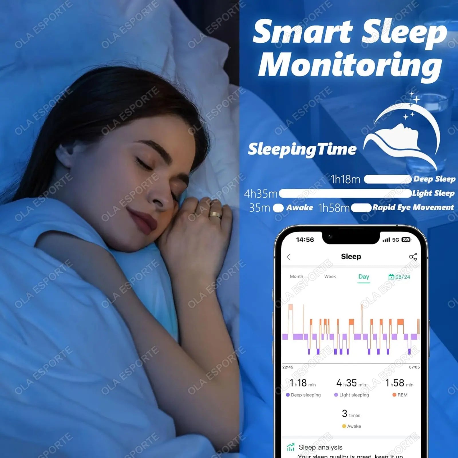 Men Women Smart Health Ring, IP68 Waterproof Heart Rate Blood Pressure Sleep Tracker