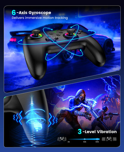 ESYWEN Switch 2 Pro Controller, 1000Mah Battery, Wireless Bluetooth Controller with Hall Effect Joysticks & Triggers, for Switch2/Switch/Switch Oled/Switch Lite, with 7 Light Modes/Paddle/Turbo/Motion/Charging Dock