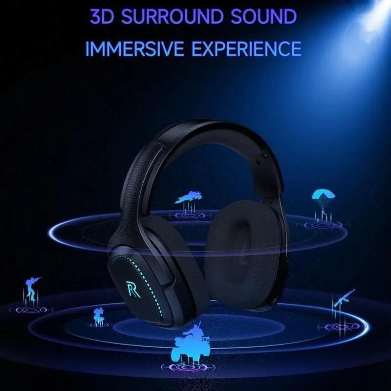 Captain 700 Pro Wireless Gaming Headset for PS5, PC, Xbox,Bluetooth 5.3 Headphones with Noise-Canceling Mic, 3D Surround Sound, RGB Light,White