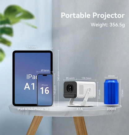 Portable Mini Projector 4K Wifi6 BT5.4 Android 11 Native 720P Projector 280Ansi Video Smart Home Theater Beamer Cinema