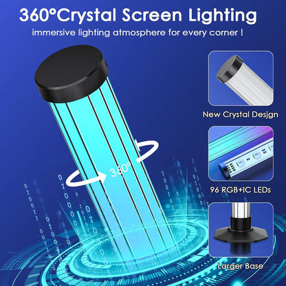 360° Smart Light Bar, RGB Light Bars, Crystal Ambient Mood Light, Backlight | 16 Million Colors 213 Preset & 8 Scene Modes, Music Sound Sync, 3 Modes Control RGB & IC Light Bar for Tv/Monitor/Gaming/Room