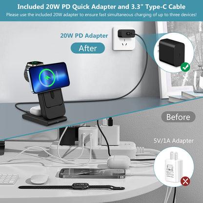 3 in 1 Wireless Charging Station 10000Mah Power Bank Magsafe for Iphone, Apple Watch