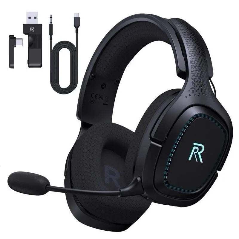 Captain 700 Pro Wireless Gaming Headset for PS5, PC, Xbox,Bluetooth 5.3 Headphones with Noise-Canceling Mic, 3D Surround Sound, RGB Light,White