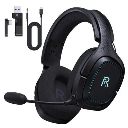 Captain 700 Pro Wireless Gaming Headset for PS5, PC, Xbox,Bluetooth 5.3 Headphones with Noise-Canceling Mic, 3D Surround Sound, RGB Light,White