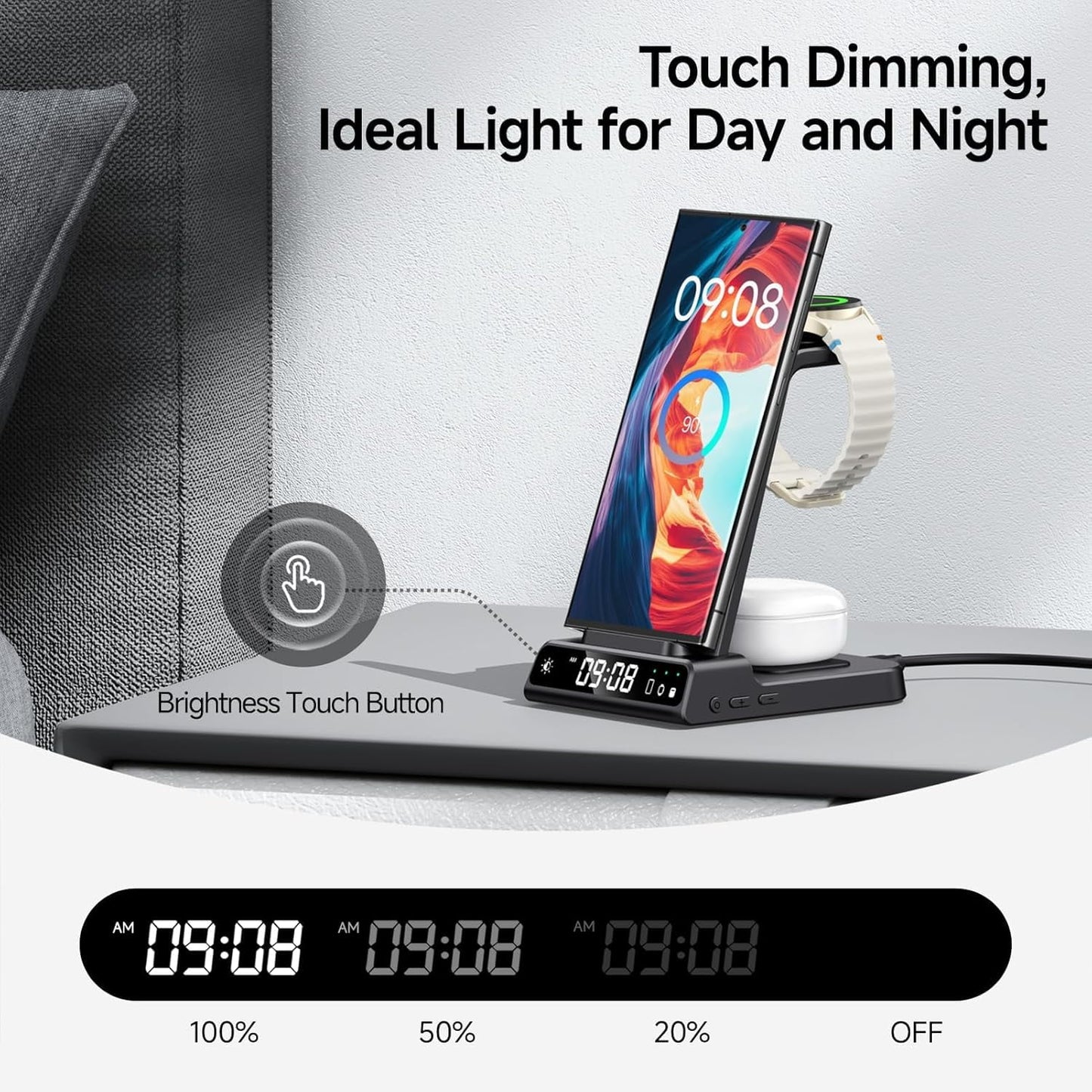 3-In-1 Wireless Charging Station for Samsung, Wireless Charger for Samsung Galaxy Watch, Galaxy Buds