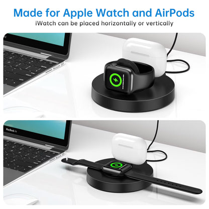 2 in 1 Wireless Charger,Travel Wireless Folding Charging Station,Compatible for Apple Watch Series 9/8/7/6/5/4/3/2/Ultra/Ultra 2, Airpods Pro 1/2/3/Pro, Travel Charger for Multple Devices