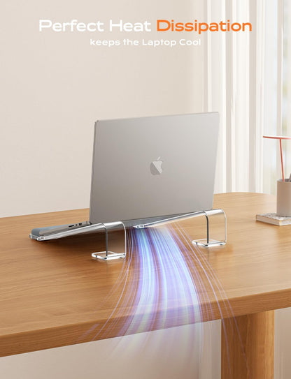 Acrylic Laptop Stand for Desk, Laptop Stand with Wrist Support | Removable Notebook Stand Ventilated Cooling Computer Riser Ergonomic Acrylic Lectern Mount Compatible with 10-17” Laptops