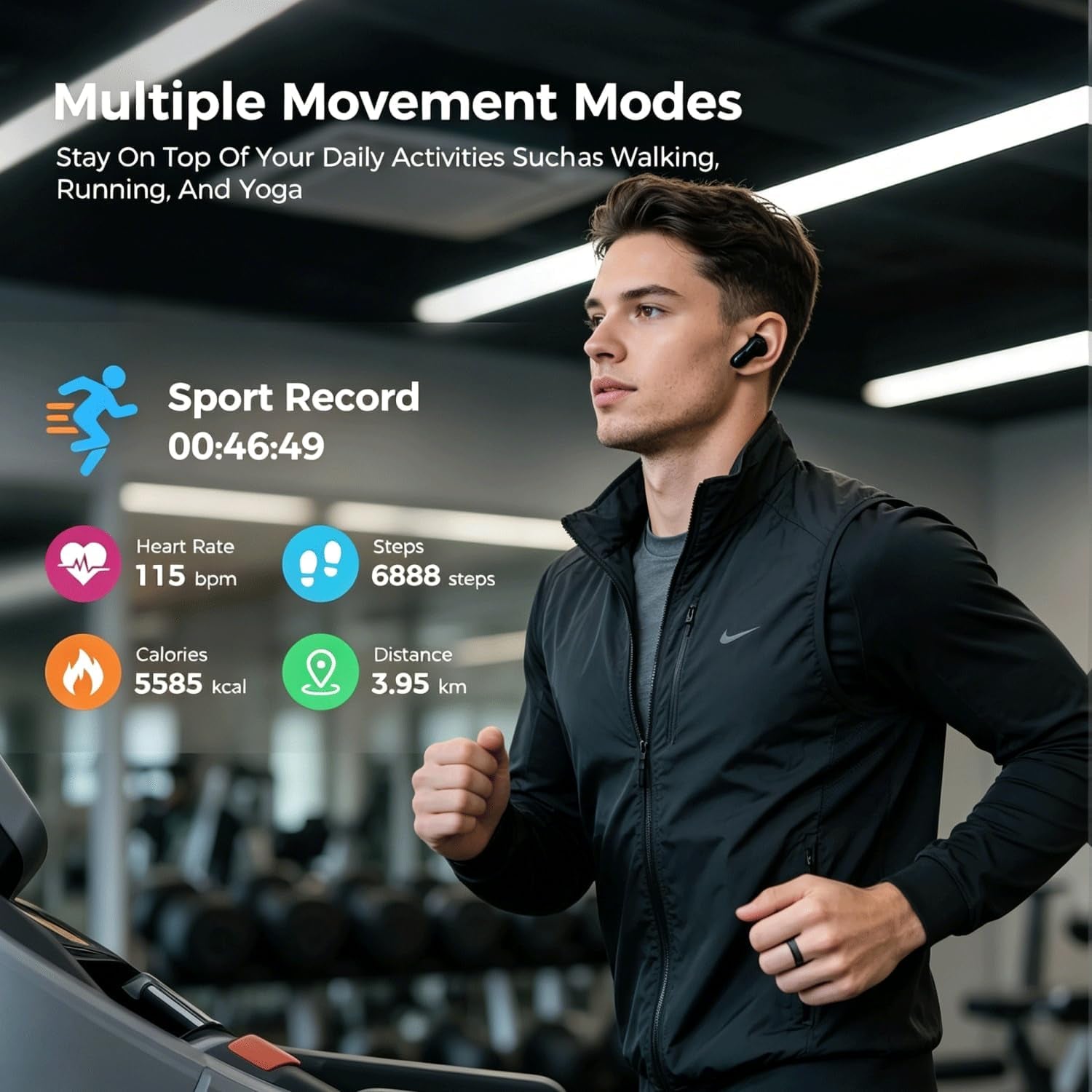 2026 Smart Ring for Men and Women, Fitness/Sleep/Blood Pressure/Heart Rate Tracker, IP68 Waterproof Smart Ring Fitness Tracker, Available for Ios and Android, No Subscription Fee. (Black （Size 10）-1)
