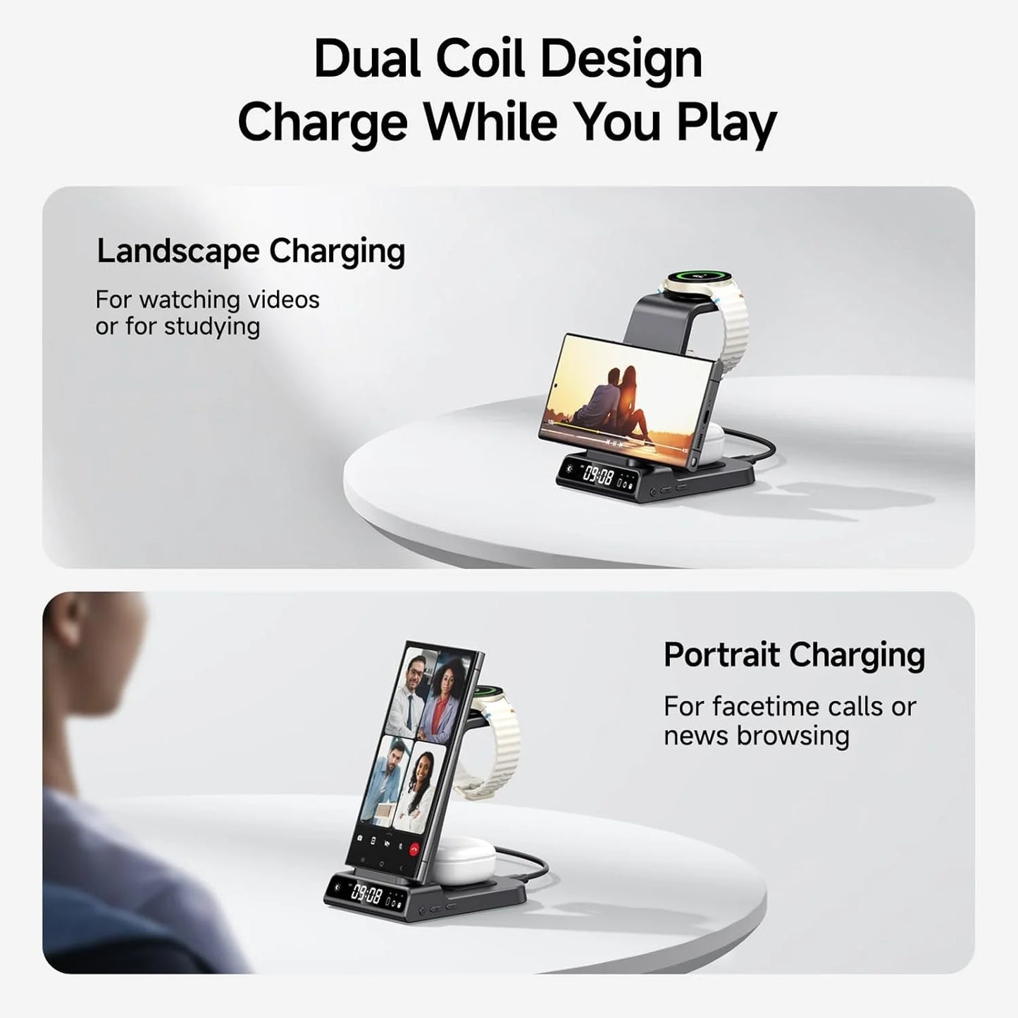 3-In-1 Wireless Charging Station for Samsung, Wireless Charger for Samsung Galaxy Watch, Galaxy Buds