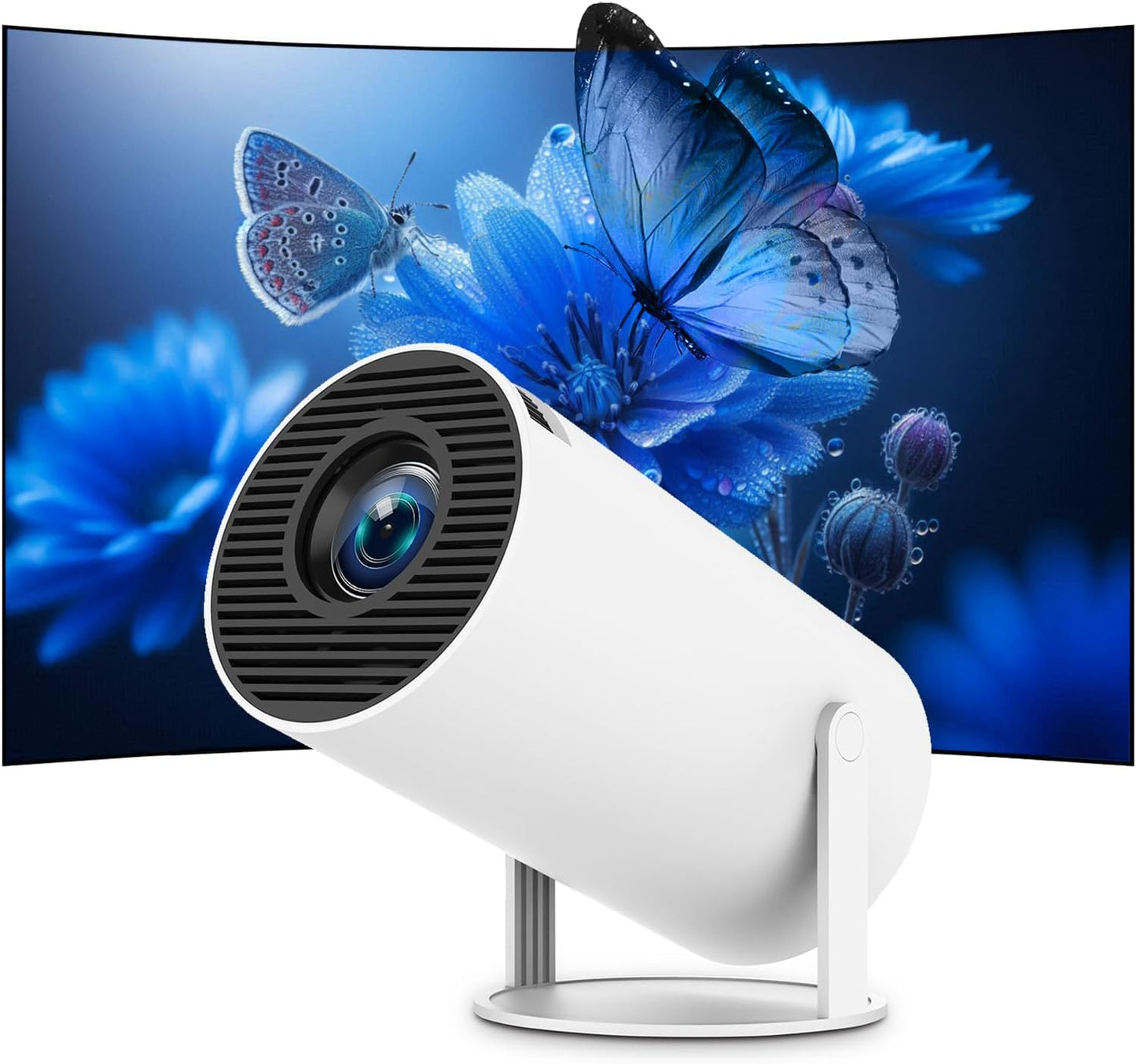 Mini Projector, Portable Smart Projector 4K Wifi 6 BT 5.4 [Built-In App] | Auto Keystone, Movie Projector Compatible with HDMI/USB/TV Stick/Smartphone/Laptop/Ps5 Home Theater 180° Rotation White