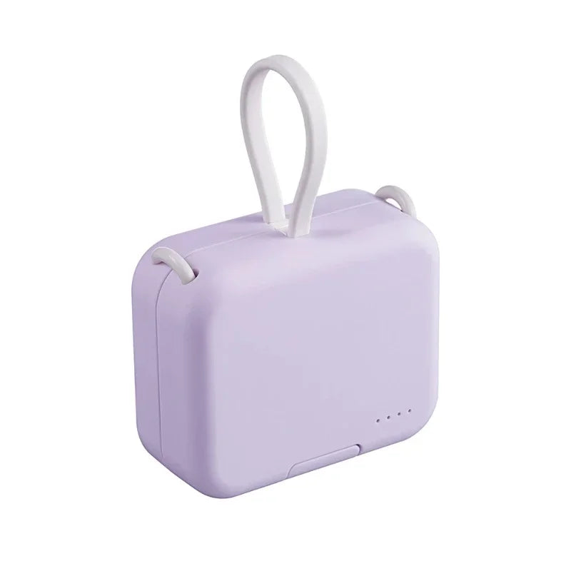 4000Mah Battery Pack Phone Holder Mini Power Bank Built-In Dual Cable Foldable Fast Charging Powerbank for All Iphone Android