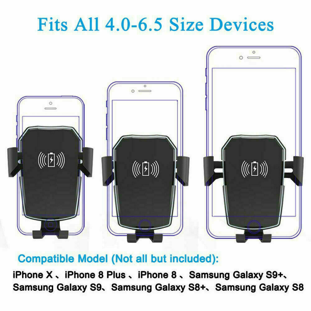 30W Fast Car Wireless Charger 2 in 1 Clamping Phone Holder Mount for Samsung