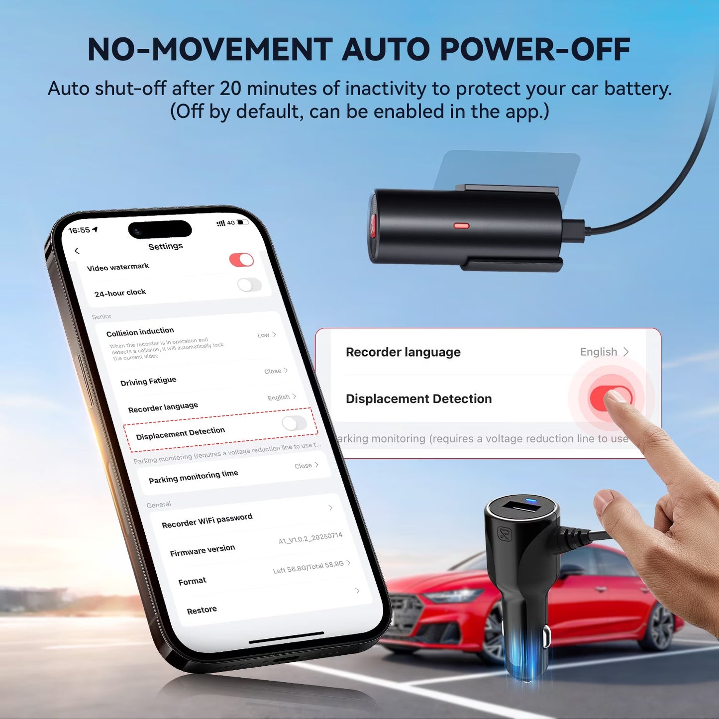 4K Dash Cam with Wifi & APP Control, Compact Mini Car Camera,Super Night Vision, G-Sensor, 24H Parking Mode, Loop Recording