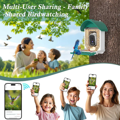 Smart Bird Feeder with Camera, 3K AI Bird Camera & Bath | Solar Powered Wireless Outdoor Bird House with Spill-Proof Net. Backyard Bird Watching Gift Idea for Bird Lovers
