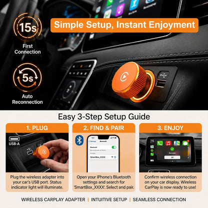 2-In-1 Wireless Carplay Adapter & Android Auto Adapter, USB-C Dongle | Converts Factory Wired Systems to Wireless with Easy Setup, Auto Reconnect, Stable Signal, and Tidy Cable-Free Driving