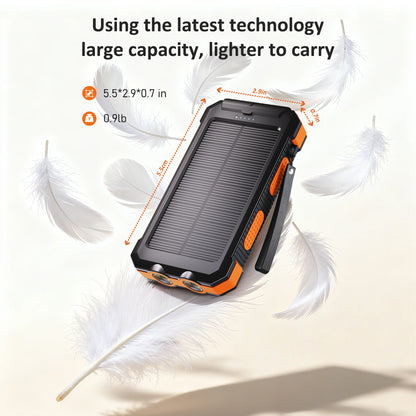 30000Mah Solar Power Bank, Portable Charger for Outdoor Camping Hiking, 12W USB Charging, Orange
