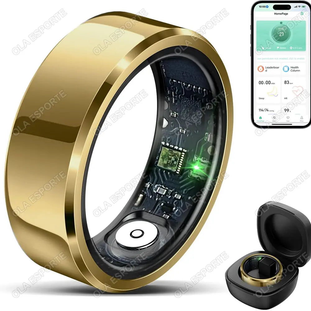 Men Women Smart Health Ring, IP68 Waterproof Heart Rate Blood Pressure Sleep Tracker
