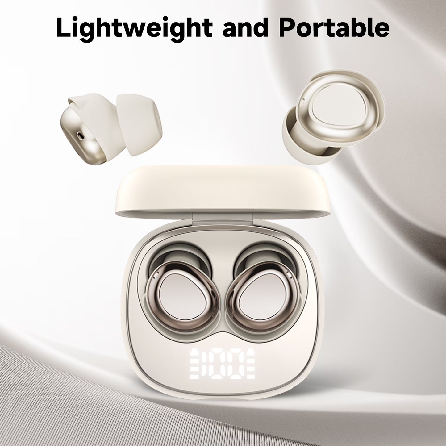 Sleep Earbuds, Bluetooth 5.4 Headphones, Ultra-Mini Wireless Earbuds for Side Sleepers, Hi-Fi Stereo 3D Bass Noise Cancelling Wireless Headphones, 53H Playtime with IP7 Waterproof LED Ear Buds, USB C