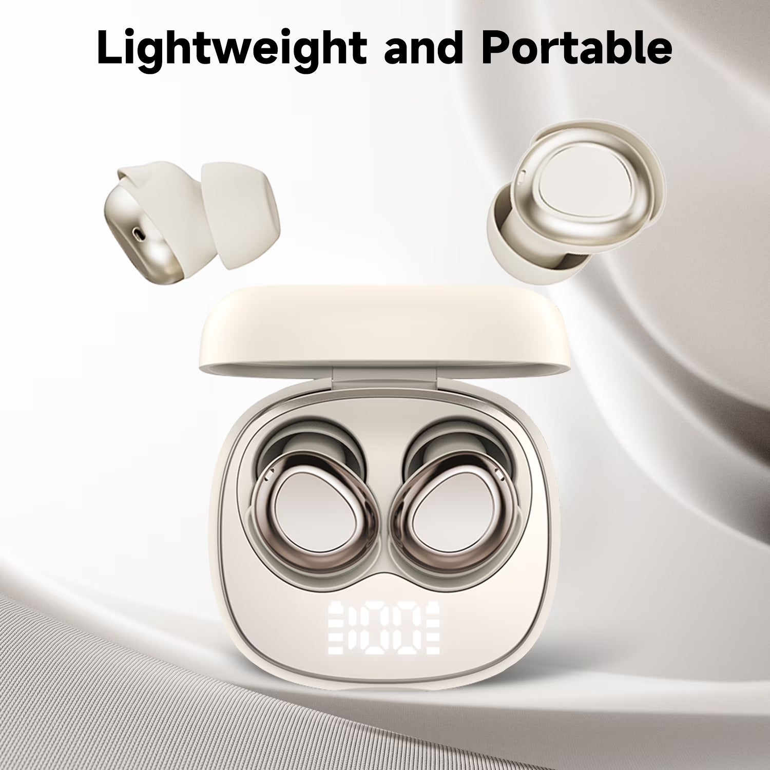 Sleep Earbuds, Bluetooth 5.4 Headphones, Ultra-Mini Wireless Earbuds for Side Sleepers, Hi-Fi Stereo 3D Bass Noise Cancelling Wireless Headphones, 53H Playtime with IP7 Waterproof LED Ear Buds, USB C