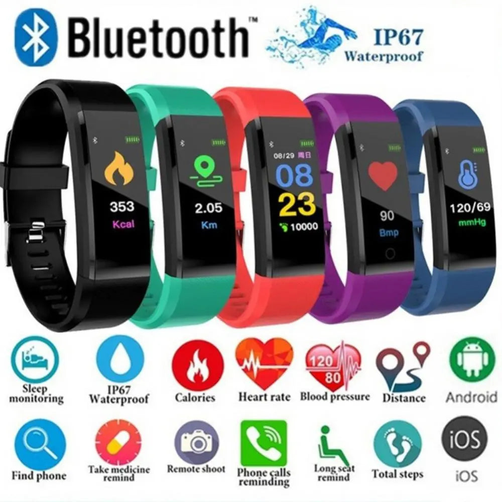 Waterproof Smart Wristwatch with Bluetooth Wireless Connectivity, Phone Notifications, Heart Rate & Blood Pressure Monitoring, Fitness Tracker Remote Control Smart Band for Men Women Summer Vibes Wearable