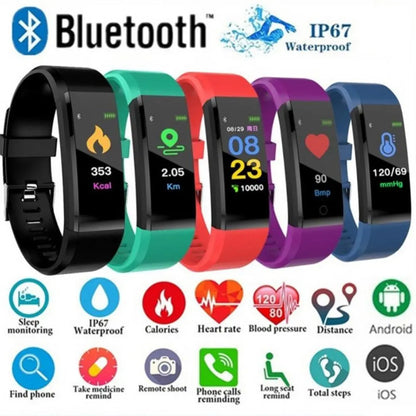 Waterproof Smart Wristwatch with Bluetooth Wireless Connectivity, Phone Notifications, Heart Rate & Blood Pressure Monitoring, Fitness Tracker Remote Control Smart Band for Men Women Summer Vibes Wearable