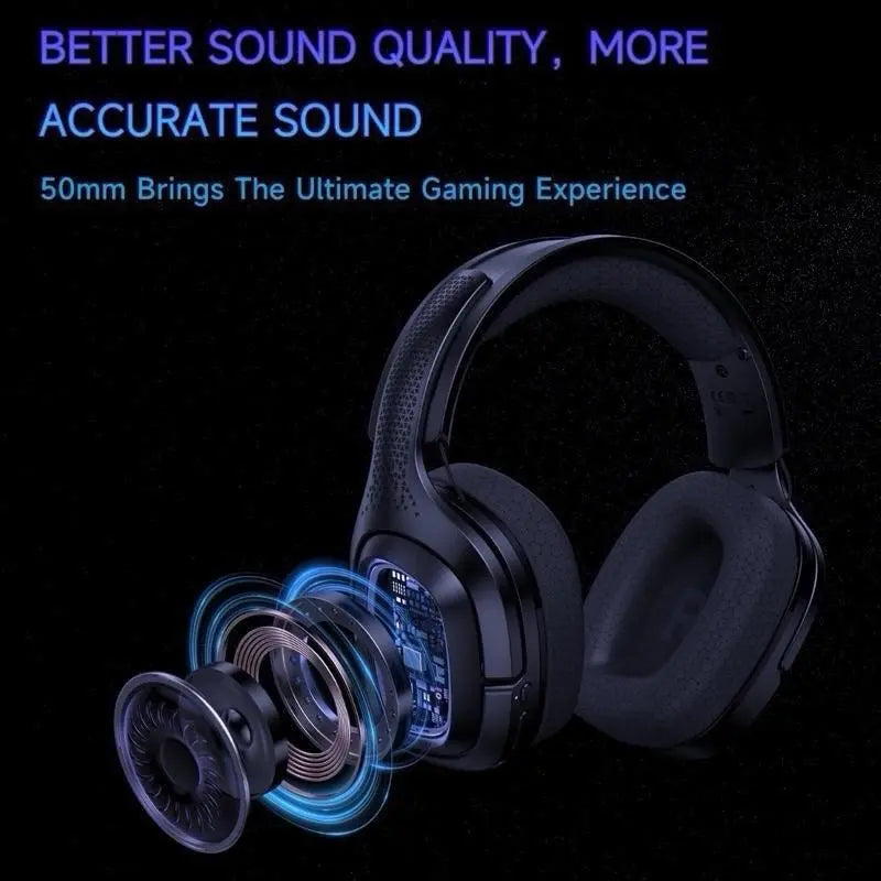 Captain 700 Pro Wireless Gaming Headset for PS5, PC, Xbox,Bluetooth 5.3 Headphones with Noise-Canceling Mic, 3D Surround Sound, RGB Light,White