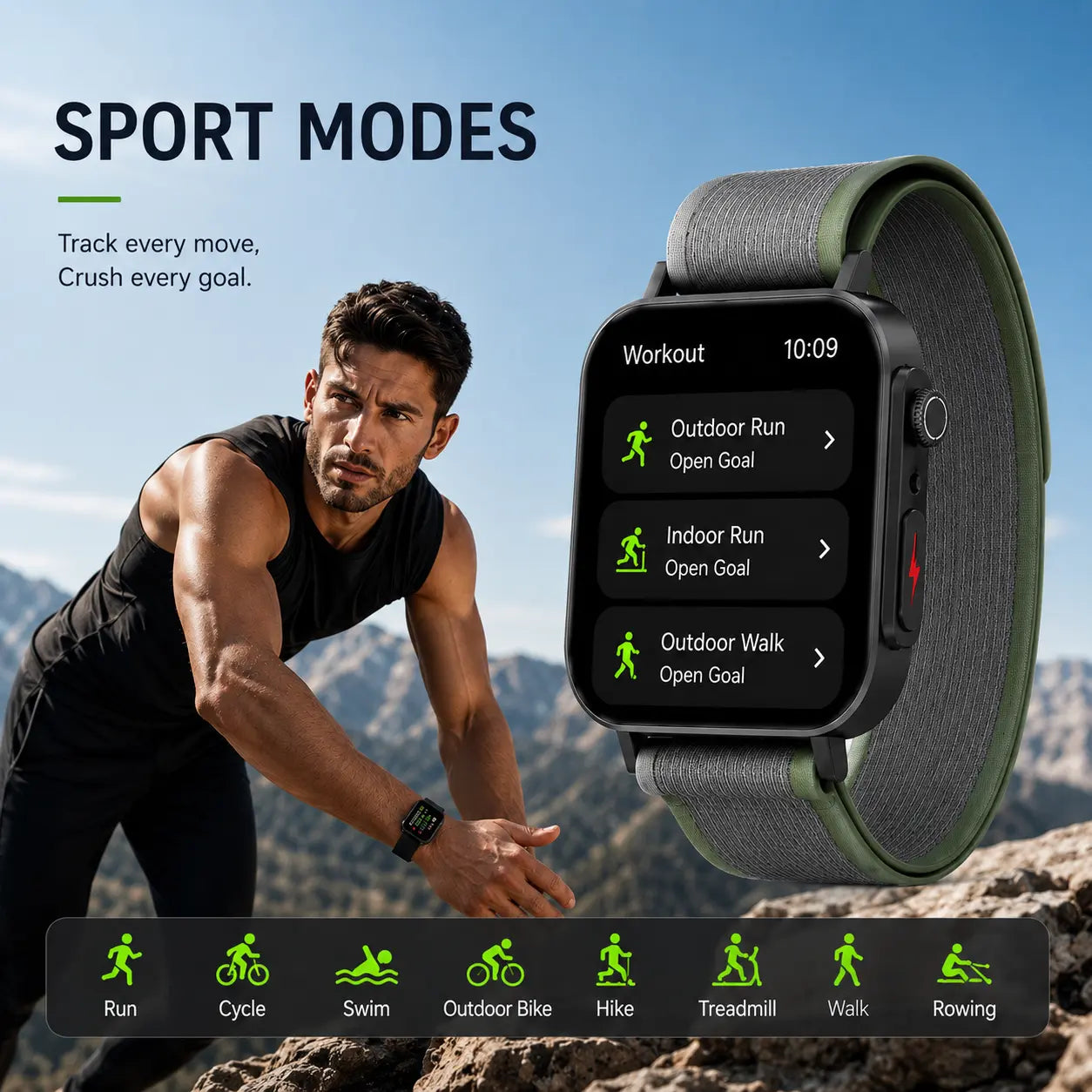 2.04" AMOLED Smart Watch – IP68 Waterproof, Bluetooth Calling, Fitness Tracker + Free Magnetic Mesh Steel Band