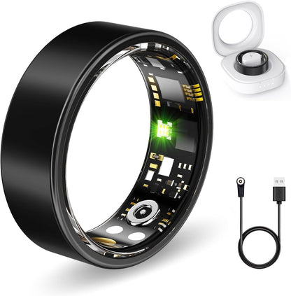 Smart Rings for Women Men, Fitness Ring with Heart Rate, Blood Oxygen, HRV, Stress, Sleep Tracker, Step Tracker, No Subscription Fee, Lp68 Waterproof Smart Ring for Iphone & Android (Black 13#)