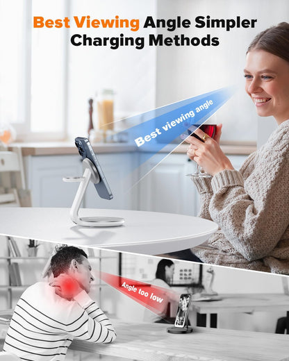 HERRBOLAI 3 in 1 Charging Station Compatible with Magsafe Charger | Wireless Charger Stand for Iphone 17 16 15 14 13 12 Wireless Charging Station for Airpods Wireless Charger for Iwatch Series