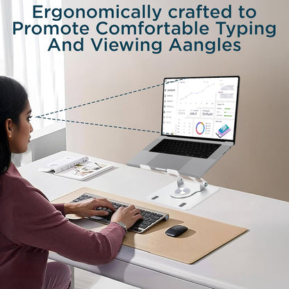 Swivel Laptop Stand for Desk, Adjustable Computer Ipad Stand for Desk W/ 360 Rotation, Portable Laptop Holder for Home Office Ergonomic Supplies (White)
