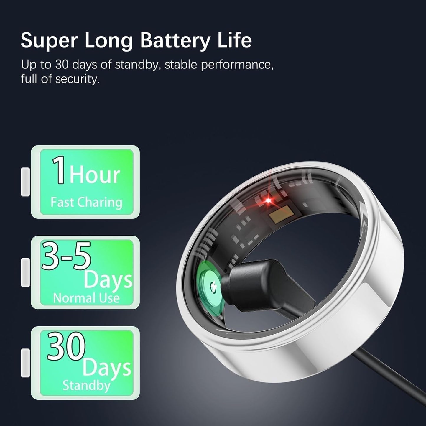 Smart Rings for Women Men, Fitness Ring with Heart Rate, Blood Oxygen, HRV, Stress, Sleep Tracker, Step Tracker, No Subscription Fee, Lp68 Waterproof Smart Ring for Iphone & Android (Silver, 9#)