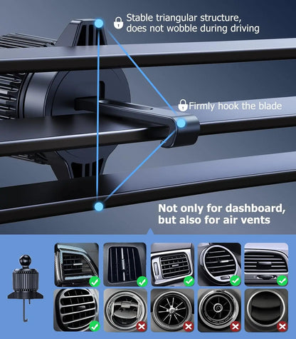 Car-Mounted Rotatable Charging Stand with Air Cooling System, 15W Fast Wireless Car Charger, Suitable for Iphone 17 16 15 14 13 Pro Max plus Mini, Air Vent Car Phone Holder Charger